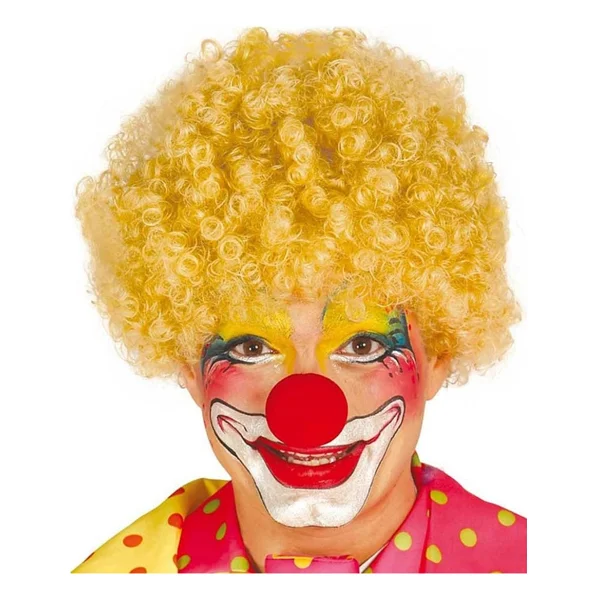 Sarı Renk Kıvırcık Afro Bonus Peruk Takma Saç Ve Kırmızı Burun Seti - Görsel 3