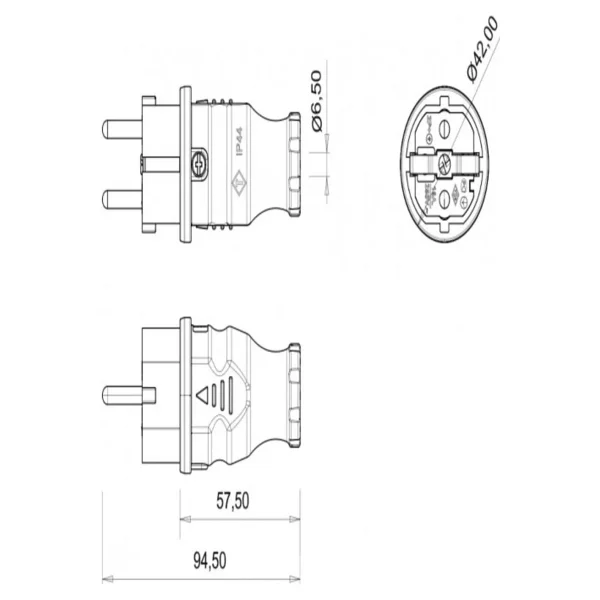 Bemis Ip44 Monofaze Kauçuk Düz Fiş 1x16a Bk1-1402-2011 - Görsel 2