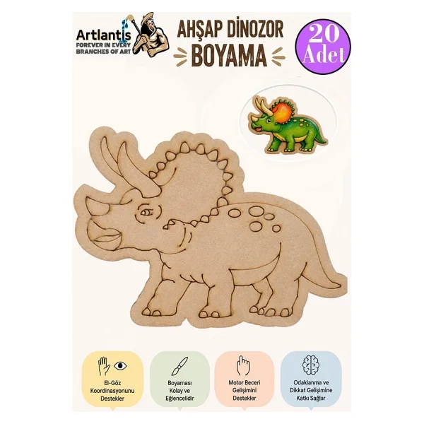Artlantis Ahşap Boyama Dinozorlar 20 Adet 10x15 Dinazor Boyama Figürü Etkinlik Çocuk Gelişim Motor Beceri Anasınıfı Kreş - Beyaz - Görsel 4