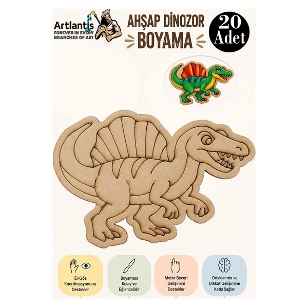 Artlantis Ahşap Boyama Dinozorlar 20 Adet 10x15 Dinazor Boyama Figürü Etkinlik Çocuk Gelişim Motor Beceri Anasınıfı Kreş - Beyaz - Görsel 2
