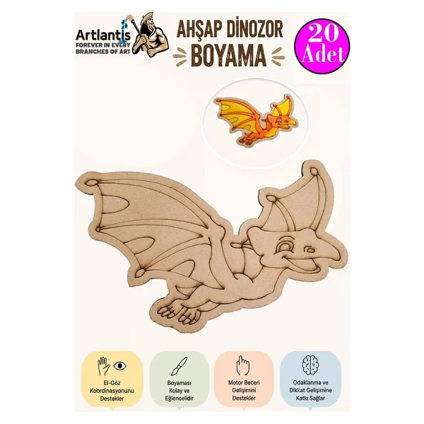Artlantis Ahşap Boyama Dinozorlar 20 Adet 10x15 Dinazor Boyama Figürü Etkinlik Çocuk Gelişim Motor Beceri Anasınıfı Kreş - Beyaz - Görsel 5