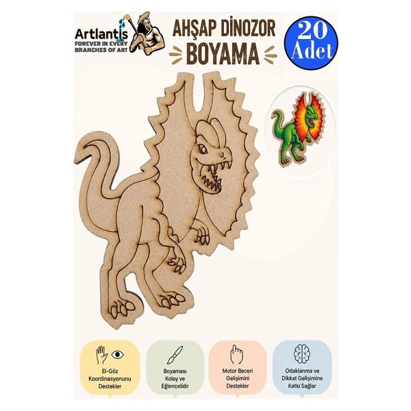 Artlantis Ahşap Boyama Dinozorlar 20 Adet 10x15 Dinazor Boyama Figürü Etkinlik Çocuk Gelişim Motor Beceri Anasınıfı Kreş - Beyaz - Görsel 8