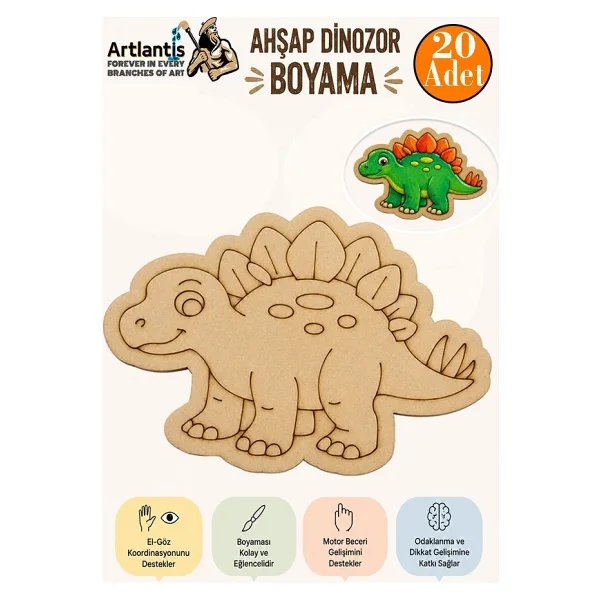 Artlantis Ahşap Boyama Dinozorlar 20 Adet 10x15 Dinazor Boyama Figürü Etkinlik Çocuk Gelişim Motor Beceri Anasınıfı Kreş - Beyaz - Görsel 6