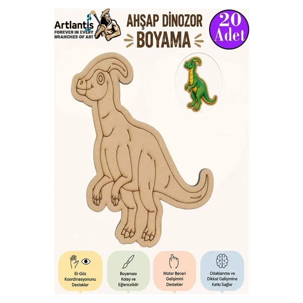Artlantis Ahşap Boyama Dinozorlar 20 Adet 10x15 Dinazor Boyama Figürü Etkinlik Çocuk Gelişim Motor Beceri Anasınıfı Kreş - Beyaz - Görsel 7