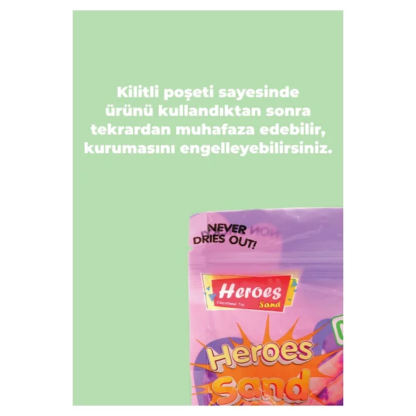 Heroes Kinetik Kum 1000 Gr Eğlenceli Ve Eğitici Oyun Hamuru Yumuşak Ve Kolay Temizlenir - Yeşil - Görsel 7
