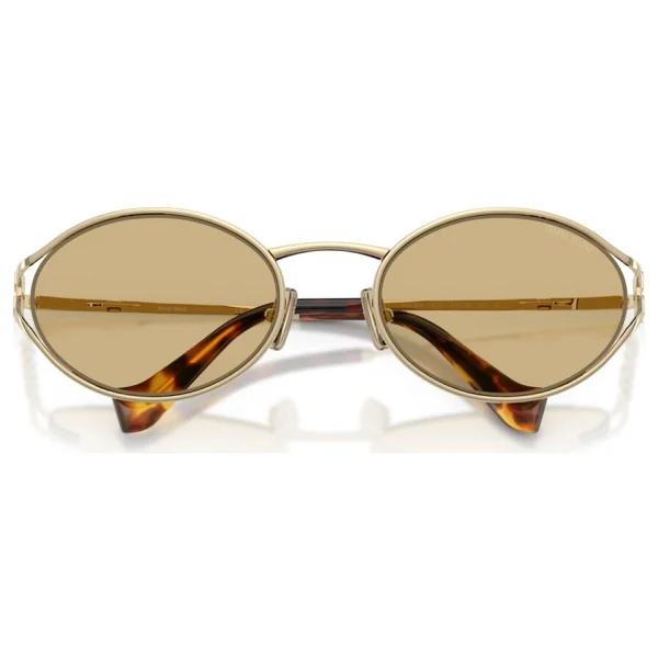 Miu Miu Logo 52ys Zvn10r Gold-Yellow Kadın Güneş Gözlüğü - Görsel 5