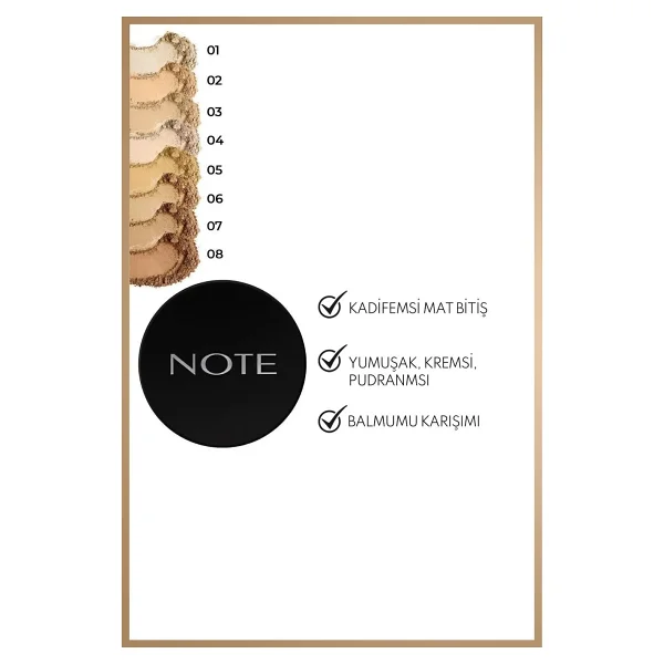 Note Luminous Silk 02 Natural Beige 10 Gr Kompakt Pudra - Görsel 2
