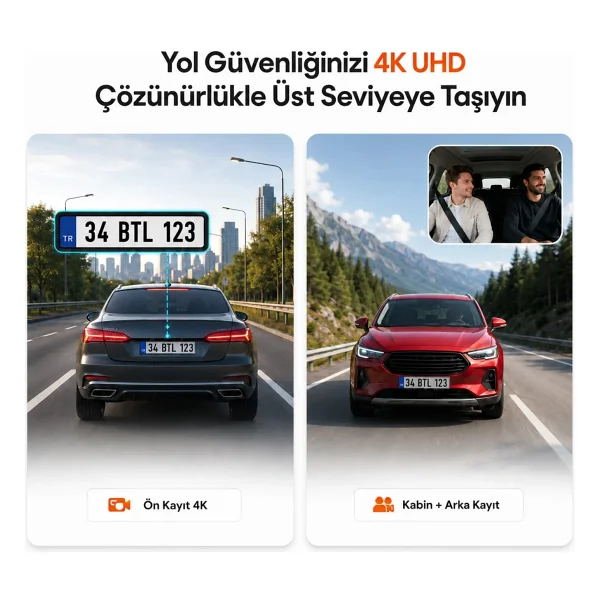 Botslab 360+ G980h Pro 4K 3 Kameralı Araç Kamerası Seti - Görsel 9