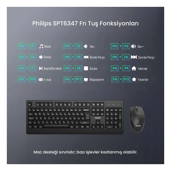 Philips Spt6347 Kablosuz Klavye Mouse Seti - Görsel 5