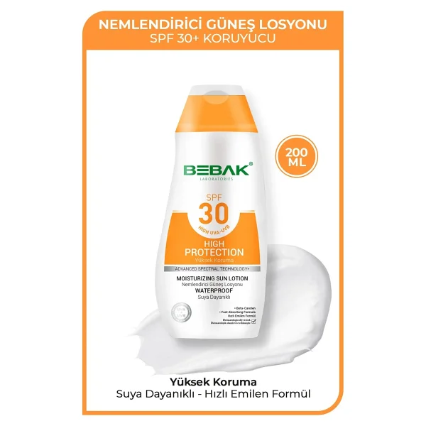 Bebak Spf 30+ Güneş Koruyucu Ve Nemlendirici Etkili, Uva/ Uvb Korumalı Güneş Losyonu 200 Ml - Görsel 7