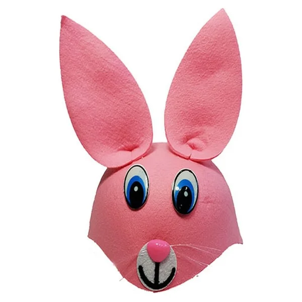 Pembe Renk Kulaklı Tavşan Şapkası Hayvan Şapkası - Görsel 4