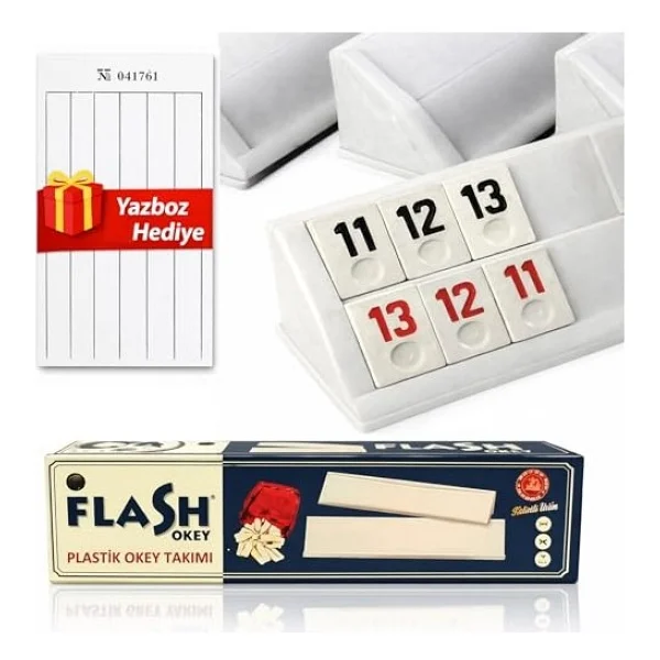 Flash Büyük Boy Okey Takımı Melamin Taşlı Plastik Okey Seti Çizilmeye Dayanıklı Antibakteriyel Taşlar Kir Tutmayan Istaka Ev Ve Kahvehane Kullanımı İçin Okey Oyunu Star Oyun - Görsel 2