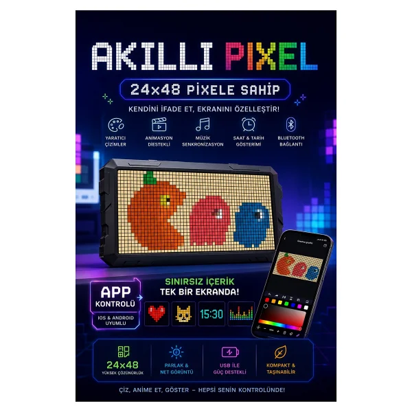 Dıvoom Pixoo 16x16 Piksel LED Ekranlı App Kontrollü Akıllı Piksel Resim Çerçevesi - Görsel 10