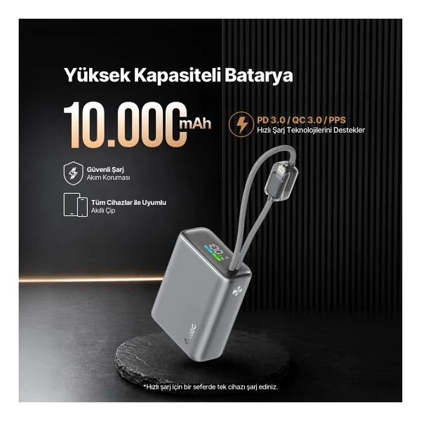 Ttec Recharger Pro Tft 2bb279g 35 W 10000 mAh Hızlı Şarj Powerbank - Görsel 8