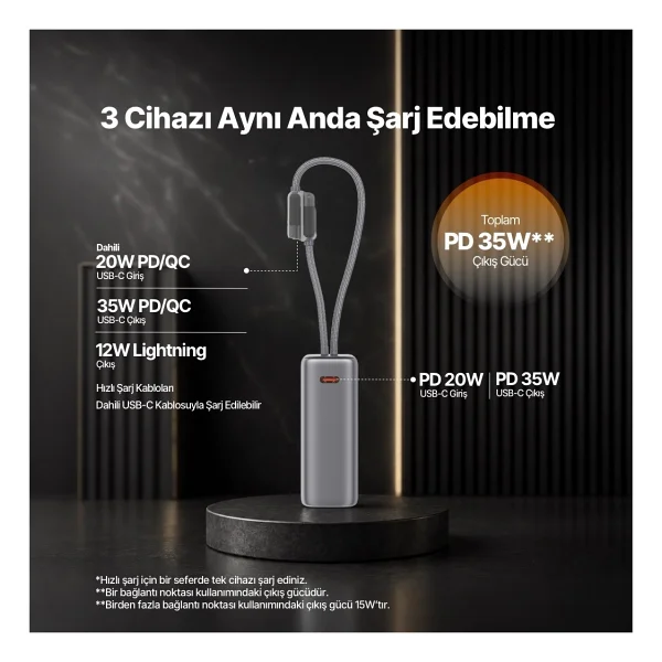 Ttec Recharger Pro Tft 2bb279g 35 W 10000 mAh Hızlı Şarj Powerbank - Görsel 9
