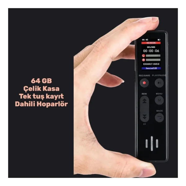 Kb 95 LED Ekranlı 64 GB Mp3 Çalar Kesintisiz Kayıt 35 Saat,Ses Sensörlü Kingboss - Görsel 5