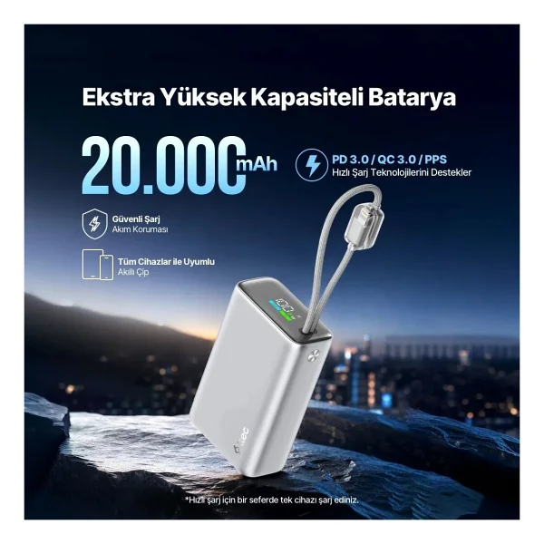 Ttec Recharger Pro Max Tft 2bb281 20000 mAh Hızlı Şarj Powerbank - Görsel 8