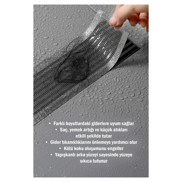 Omilife Yeni Nesil Kendinden Yapışkanlı Gider Filtresi Rulosu Saç Yakalayıcı Duş Lavabo Süzgeci 4 Metre - Görsel 4