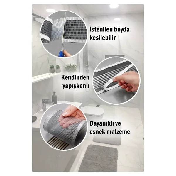Omilife Yeni Nesil Kendinden Yapışkanlı Gider Filtresi Rulosu Saç Yakalayıcı Duş Lavabo Süzgeci 4 Metre - Görsel 7