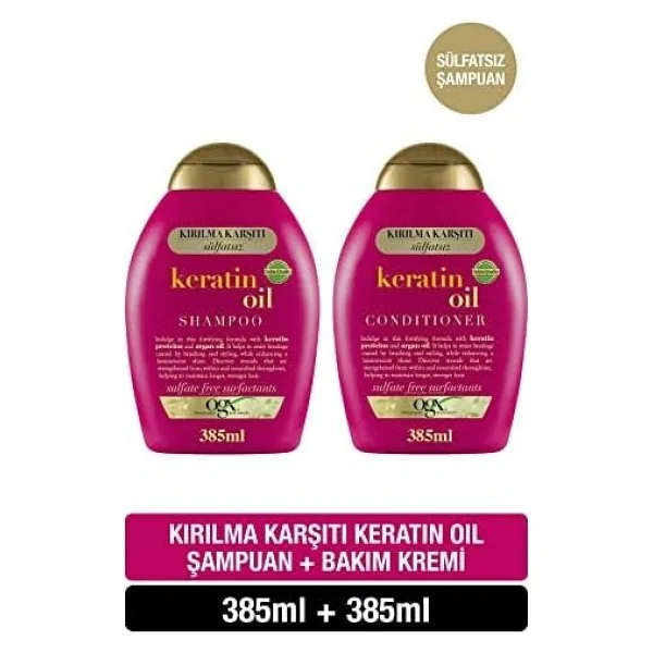 Ogx Kırılma Karşıtı Keratin Oil Sülfatsız Şampuan 385 Ml + Saç Kremi 385 Ml - Görsel 2