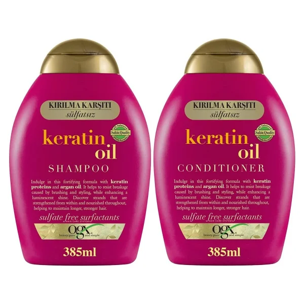 Ogx Kırılma Karşıtı Keratin Oil Sülfatsız Şampuan 385 Ml + Saç Kremi 385 Ml - Görsel 3