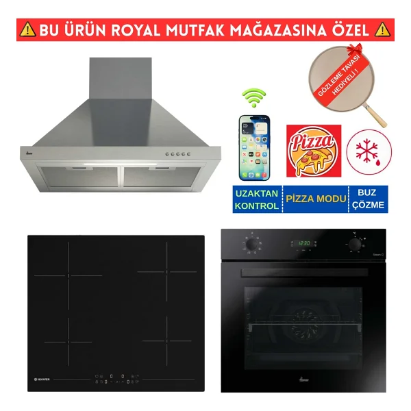 Hoover Jovo Telefon Bağlantılı Elektr. Vitro. Siyah Ankastre Set (Ho3158b+ Hh64ccb+Hch6mxtk İnox) - Görsel 7