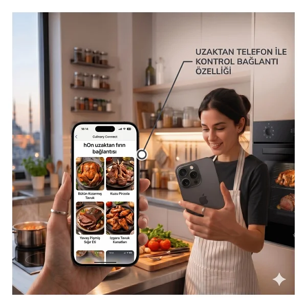 Hoover Jovo Telefon Bağlantılı Elektr. Vitro. Siyah Ankastre Set (Ho3158b+ Hh64ccb+Hch6mxtk İnox) - Görsel 2