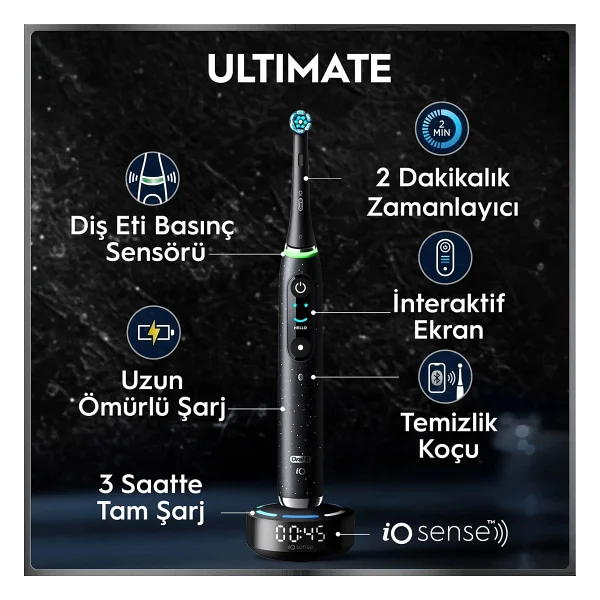 Oral-B İo 10 Kozmik Siyah Şarjlı Diş Fırçası - Görsel 4