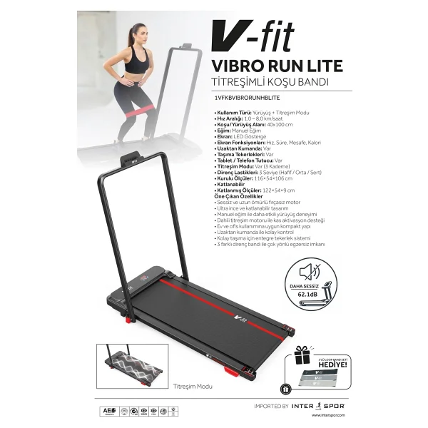 Voit Vibro Run Lite Titreşim Modlu Loop Bant Seti Hediyeli Katlanabilir Koşu ve Yürüyüş Bandı - 8 Km/h Brushless Motor - VibroRun - Görsel 8