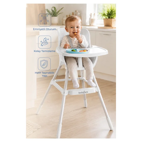 Babyjem Soft Yeşil Mama Sandalyesi 0-3 Yaş İçin Yatış Özelliği İle Portatif Ve Kolay Temizlenebilir - Görsel 6