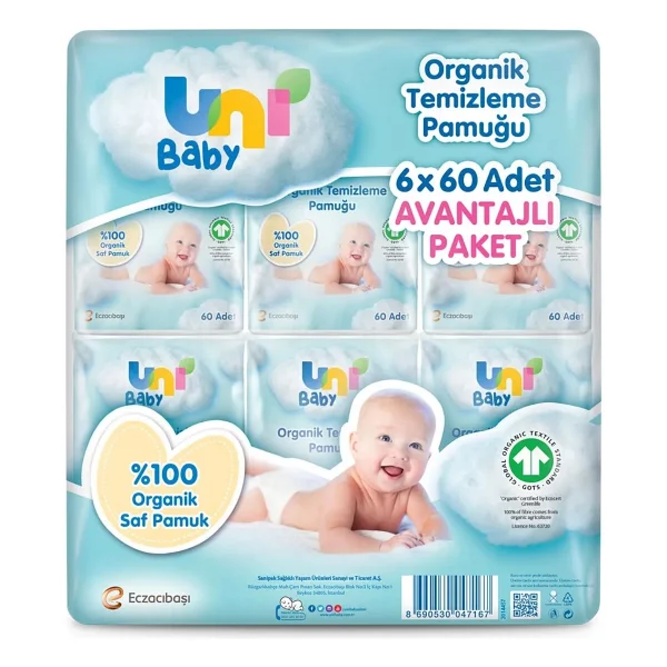 Uni Baby Bebek Temizleme Pamuğu 60'lı 6 Adet - Görsel 6