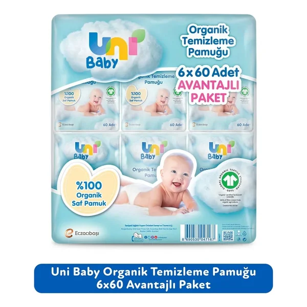 Uni Baby Bebek Temizleme Pamuğu 60'lı 6 Adet - Görsel 8