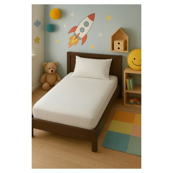 Soley Jersey %100 Doğal Pamuklu Tek Kişilik 100 X 200 Lastikli Çarşaf - Beyaz - 100 X 200 Cm - Görsel 7