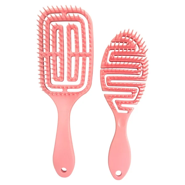 Croc Saç Fırçası Seti 2li Somon - Saç Açıcı Fırça, 3d Detangler Brush - Tarak Hediyeli - Görsel 2
