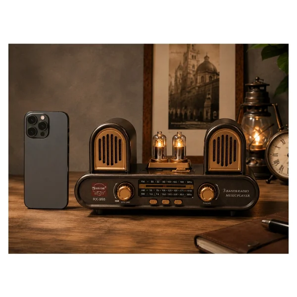 Coverzone Yeni Nesil Radyo Fm Am Sw 3 Bant Radyo Bluetooth 5.3 Hoparlör USB Tf Kart Destekli Type-C Şarjlı Müzik Çalar 18650 Pilli TWS Stereo Taşınabilir Radyo 13cm X26cm RX-998 - Görsel 2