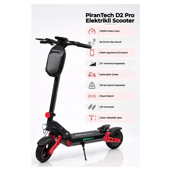 Pirantech D2 Pro 2000 W Elektrikli Scooter - Görsel 9