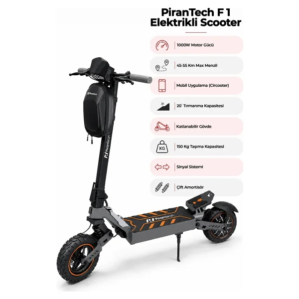 Pirantech F1 1000 W Katlanabilir Elektrikli Bisiklet - Görsel 9