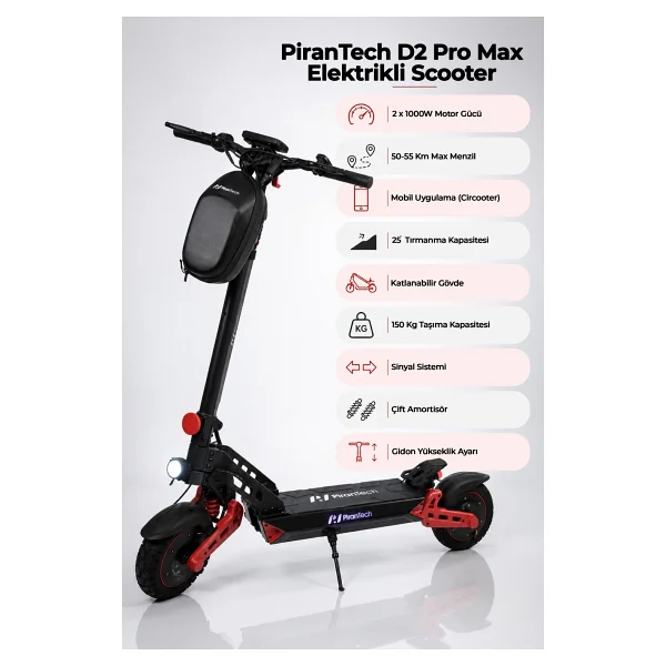 Pirantech D2 Pro Max 3000 W Elektrikli Scooter - Görsel 8