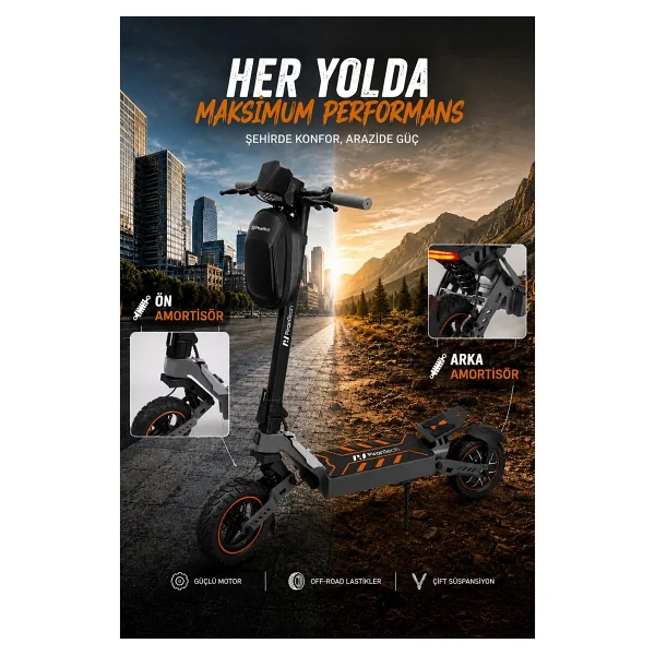 Pirantech F1 1000 W Katlanabilir Elektrikli Bisiklet - Görsel 7