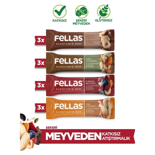 Fellas Kuruyemiş Bar (30 G) Karma Kutu - 12 Adet (4 Çeşit) - Görsel 10