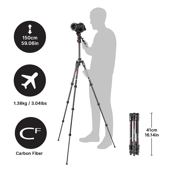 Manfrotto Mvkbfrtc Live Befree Karbon Fiber Video Tripod - Görsel 2