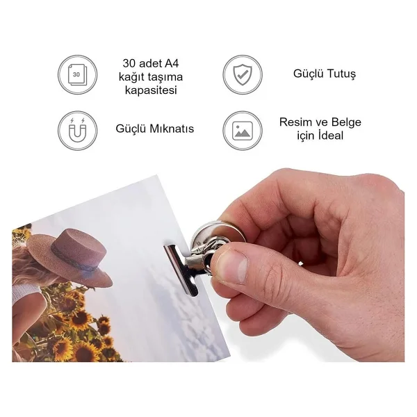 Valkyrie 12 Adet Mıknatıslı Mandallı Buzdolabı Magnet Fotoğraf Kağıt Evrak Tutucu - Görsel 10