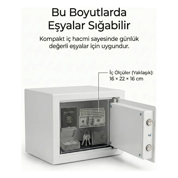 4Berry Dijital Şifreli Elektronik Kasa Metal Gövdeli Duvara Sabitlenebilir Güvenlik Kasası - Görsel 7