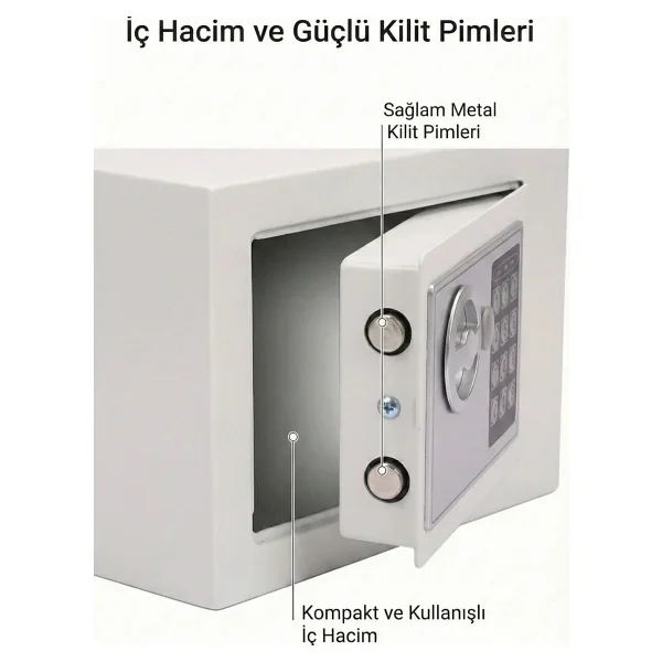 4Berry Dijital Şifreli Elektronik Kasa Metal Gövdeli Duvara Sabitlenebilir Güvenlik Kasası - Görsel 8