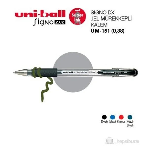 Uni-Ball Um-151 Signo Dx 0.38 Mm Mavi Jel Kalem - Görsel 10
