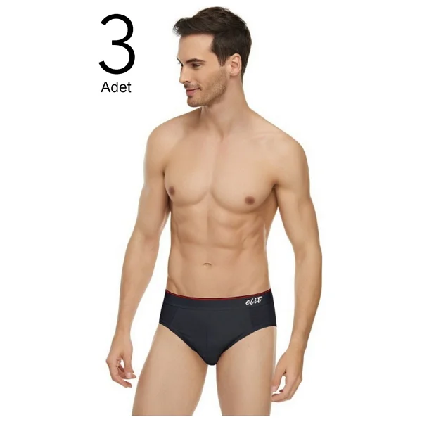 Tutku Elit 1351 Slip Kemerli Erkek Külot Siyah 3'lü - Görsel 4