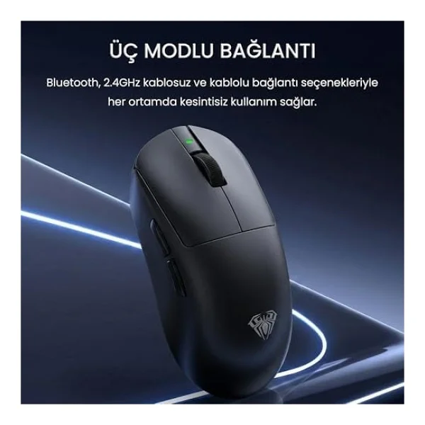 Aula V9 Pro Siyah Şarjlı Optik Kablolu/Kablosuz Oyuncu Mouse - Görsel 4