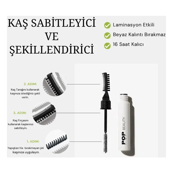 Pop Beauty Laminasyon Etkili Fırça Ve Taraklı Jel Kaş Sabitleyici - Görsel 10