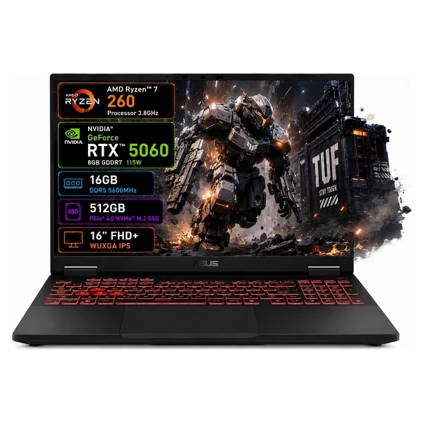 Asus TUF Gaming A16 FA608UMI-TU166 Ryzen 7 260 16 GB 512 GB SSD RTX5060 16" WUXGA Gaming Laptop - Görsel 8