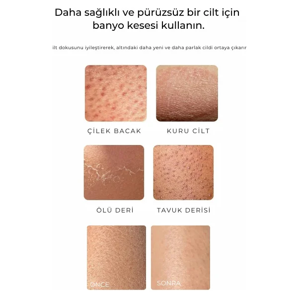 Let'scrub Bej Lastikli Banyo Duş Kesesi Peeling Eldiveni %100 Floş Ipek Hassas Ciltler Için - Görsel 6